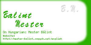 balint mester business card